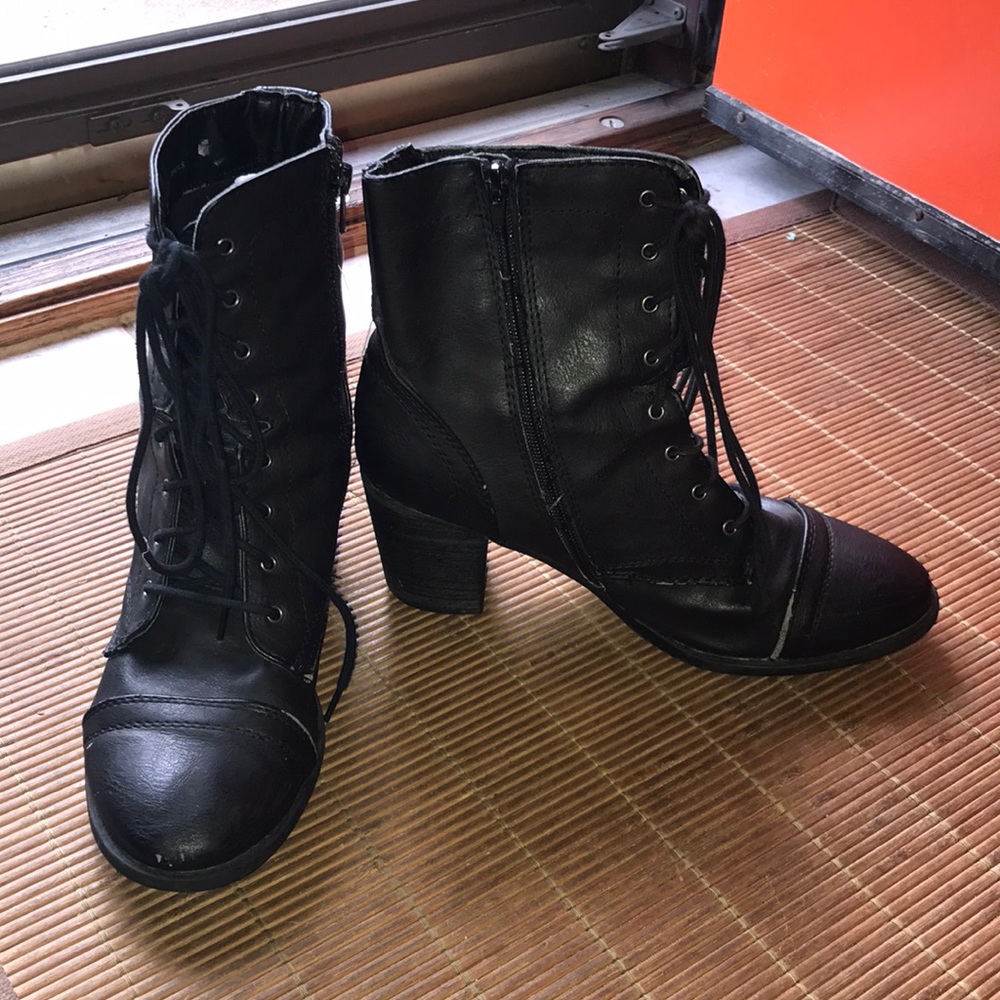 Lace up black boots